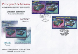 Monaco 2013  Auto, Emissiione  Congiunta Con La Russia, Fdc Doppia Con Annulli Speciali, Bella - Brieven En Documenten