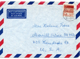 69442 - Bund - 1970 - 1,10DM Gr.Bauten EF A LpBf SCHLITZ -> Merrill, WI (USA) - Storia Postale