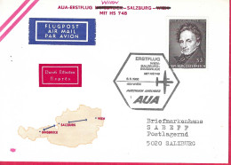 AUSTRIA - ERSTFLUG AUA - MIT HS 748- FROM WIEN/SALZBURG/INNSBRUCK *6.6.1966* ON OFFICIAL COVER - Primeros Vuelos