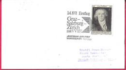 AUSTRIA - ERSTFLUG AUA/SWISSAIR MIT  VV387- FROM GRAZ/SALZBURG/ZURICH *1.4.1971* ON COVER - First Flight Covers