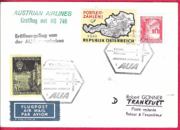 AUSTRIA - ERSTFLUG AUA  MIT  HS 748 - FROM GRAZ/LINZ/FRANKFURT *8.5.1966* ON LARGE COVER - First Flight Covers