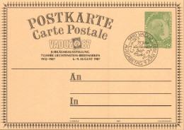 LIECHENSTEIN ENTIER CARTE FDC EXPO VADUZ 87 - Storia Postale