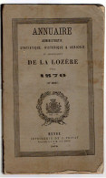ANNUAIRE - 48 - Département Lozère - Année 1870, Administratif Statistique Historique Et Agricole - Annuaires Téléphoniques