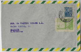 Brazil 1953 Cover Sent From São Paulo To Brusque Definitive Stamp Steel Industry + Campaign Against Hansen's Disease - Storia Postale