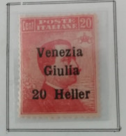 1917 Venezia Giulia - 20 Centesimi Arancio Soprastampanti "Venezia Giulia 20 Heller" - Venezia Giulia