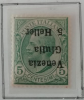 1906 Venezia Giulia - Varietà 5 Centesimi Verde Con Soprastampa "Venezia Giulia 5 Heller" Capovolta - Vénétie Julienne