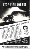 Carte Publicitaire STOP FIRE LOSSES With GRIGSBY Collision And Tip-Over Switch Elsbert Manufacturing Company Chicago - Rutas Americanas