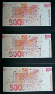 SLOWENIA+500-TOLARJEV+1992+P-16a+UNC+AA+LOT-3PCS+SEQUENCE NUMBERS - Slovenia