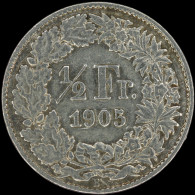 LaZooRo: Switzerland 1/2 Franc 1905 XF - Silver - Sonstige & Ohne Zuordnung