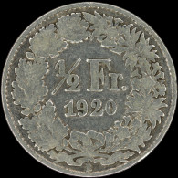 LaZooRo: Switzerland 1/2 Franc 1920 VF / XF - Silver - 1/2 Franken