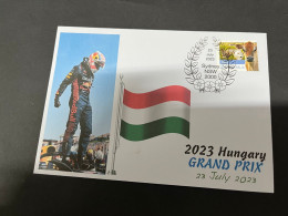 30-8-2023 (3 T 39) Formula One - 2023 Hungary Grand Prix - Winner Max Verstappen (23 July 2023) OZ Stamp - Altri & Non Classificati