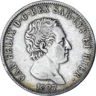 Monnaie, États Italiens, SARDINIA, Carlo Felice, 5 Lire, 1827, Genoa, TB+ - Piémont-Sardaigne-Savoie Italienne