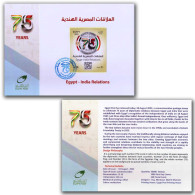 2022 EGYPT INDIA Joint Issue Diplomatic Relation,QR Code, Flag, Eagle, Bird, Information Sheet (Folder) (**) Inde Indien - Lettres & Documents