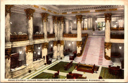 Virginia Richmond Hotel Jefferson Grannd Stairway Leading From Lobby To Palm Court Curteich - Richmond