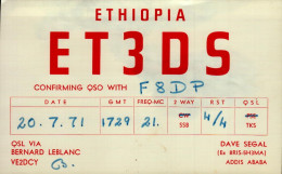 CARTE QSL.. ETHIOPIA...E T 3 D S..1971 - Radio