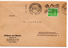 69458 - Berlin - 1954 - 10Pfg Bauten I EF A OrtsBf BERLIN - IFB ... FILMFESTSPIELE ... - Lettres & Documents