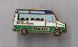 PIN'S THEME AUTOMOBILE  PEUGEOT  ELECTRIQUE   MINIBUS SIGNE METARGENT - Peugeot