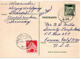 69480 - Bund - 1970 - 20Pfg Gr.Bauten LpGAKte M ZusFrankatur BAD NAUHEIM -> Corona, CA (USA) - Lettres & Documents