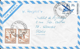 1973 Sur Lettre VIA AEREA Pour Grenoble - Storia Postale