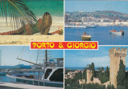 CARTOLINA  PORTO S.MARGHERITA,VENEZIA,VENETO-SOLE,SPIAGGIA,MARE,ESTATE,VACANZA,BARCHE A VELA,VIAGGIATA 1990 - Fermo