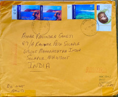 AUSTRALIA -2023, COVER USED TO INDIA, INTERNATION POST, ECHIDNA ANIMAL, ROTTAREST & MARIA ISLAND 4 STAMP, BOWEN CITY CA - Briefe U. Dokumente