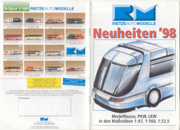 Catalogue RIETZE AUTOMODELLE Neuheiten 1998 Modellbusse PKW LKW Maßstäben HO - Kataloge & Prospekte