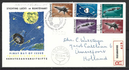 SURINAM. N°391-5 De 1964 Sur Enveloppe 1er Jour. Navigation Aérienne Et Spatiale. - Zuid-Amerika