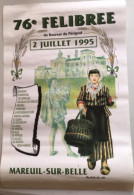 Affiche , Félibrée (Occitan) 24 Mareuil Sur Belle 76 ème Félibrée Du Bournat Du Périgord, Dimanche 2 Juillet 1995 - Affiches