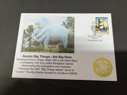 (30-8-2023) 3 T 39 - NEW - Cover With 2007 Big Merino 2007 Stamp (Aussie Big Things) (with Picture Of Coin) - Dollar