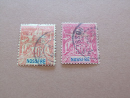 TIMBRE EX-COLONIE De FRANCE NOSSI-BE 1894 SERIE N°36/37 - Avec Charnière (Pochette Roses) - Usati