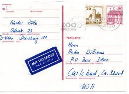 69484 - Bund - 1984 - 60Pfg B&S LpGAKte M ZusFrankatur DUISBURG - ... -> Carlsbad, CA (USA) - Storia Postale