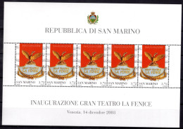 2003 FOGLIETTO DI  5 VALORI -3,72 EURO  SASS: 73 NUOVO CON GOMMA INTEGRA SERIE " LA RIAPERTURA DELLA FENICE DI VENEZIA - Storia Postale