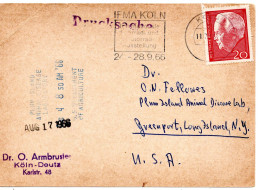 69490 - Bund - 1966 - 20Pfg Luebcke EF A DrucksKte KOELN - ... -> Long Island, NY (USA) - Covers & Documents