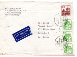 69492 - Bund - 1980 - 210Pfg B&S MiF A LpBf NUERNBERG -> Sri Lanka - Lettres & Documents