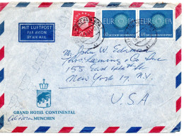 69499 - Bund - 1961 - 2@40Pfg CEPT '60 MiF A LpBf MUENCHEN -> New York, NY (USA) - Cartas & Documentos