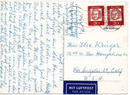 69501 - Bund - 1962 - 2@20Pfg Bach A LpAnsKte IDAR-OBERSTEIN -> Los Angeles, CA (USA) - Briefe U. Dokumente