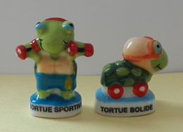 FEVE FEVES - "LES TORTUES 2018" - LOT DE 2 - TORTUE SPORTIVE & TORTUE  BOLIDE - Animales
