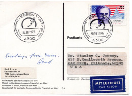 69506 - Bund - 1976 - 70Pfg USA EF A LpAnsKte SoStpl ESSEN - ... BRIEFMARKEN-MESSE ... -> Oak Park, IL (USA) - Brieven En Documenten