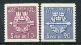 SWEDEN 1943 Rifle Associaition Coil Stamps MNH / **  Michel 300-01 - Unused Stamps