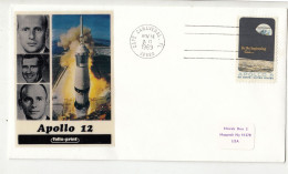 USA 4 Space FDCs 1969/71 Apollo 12 - First Men On The Moon - (3 Folioprint) B230820 - América Del Norte