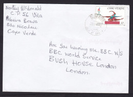 Cabo Verde: Cover To UK, 1996, 1 Stamp, Olympics, Sports, Gymnastics (minor Damage At Back) - Cap Vert