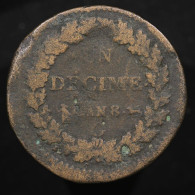 Rare : France, 1 Décime, AN 8-G, Geneve, Cuivre (Copper), B (VG), KM#, G.187a ,F.129/45 - 1792-1975 Convenzione Nazionale