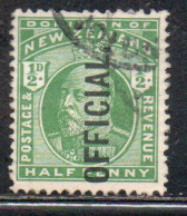 NEW ZEALAND NUOVA ZELANDA 1910 OFFICIAL STAMPS KING EDWARD VII OVERPRINTED 1/2c USED USATO OBLITERE' - Dienstzegels