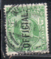 NEW ZEALAND NUOVA ZELANDA 1910 OFFICIAL STAMPS KING EDWARD VII OVERPRINTED 1/2c USED USATO OBLITERE' - Officials