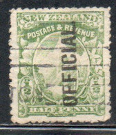 NEW ZEALAND NUOVA ZELANDA 1907 OFFICIAL STAMPS MOUNT COOK OVERPRINTED 1/2c USED USATO OBLITERE' - Oficiales