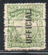 NEW ZEALAND NUOVA ZELANDA 1907 OFFICIAL STAMPS MOUNT COOK OVERPRINTED 1/2c USED USATO OBLITERE' - Dienstzegels