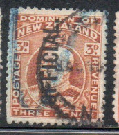 NEW ZEALAND NUOVA ZELANDA 1910 OFFICIAL STAMPS KING EDWARD VII OVERPRINTED 3p USED USATO OBLITERE' - Dienstmarken