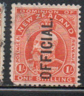 NEW ZEALAND NUOVA ZELANDA 1910 OFFICIAL STAMPS KING EDWARD VII OVERPRINTED 1sh USED USATO OBLITERE' - Dienstzegels