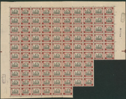 Feuille Incomplète - Dendermonde / Termonde : N°188A Soit 90 Timbres** Inscription Marginales, Fragilisés - ...-1930