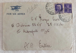 Lettera Per Via Aerea Da Firenze Per Autoreparto Misto Eritrea 1936 - Poststempel (Flugzeuge)